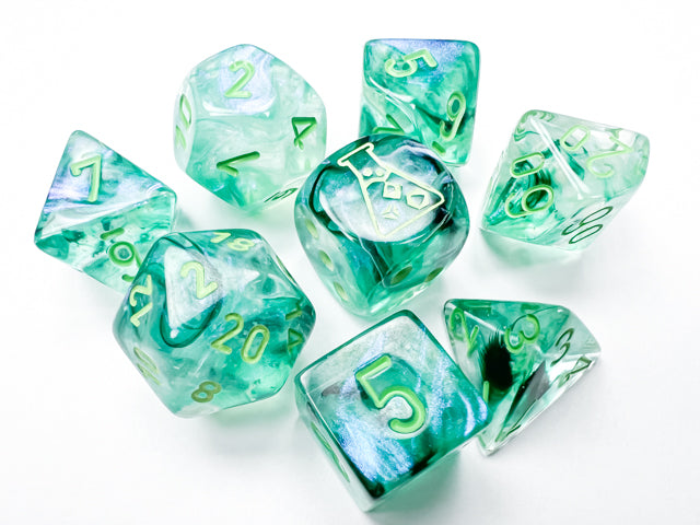 Lab Dice 6 Borealis: Poly Kelp/light green Luminary 7-Die Set (with bonus die)
