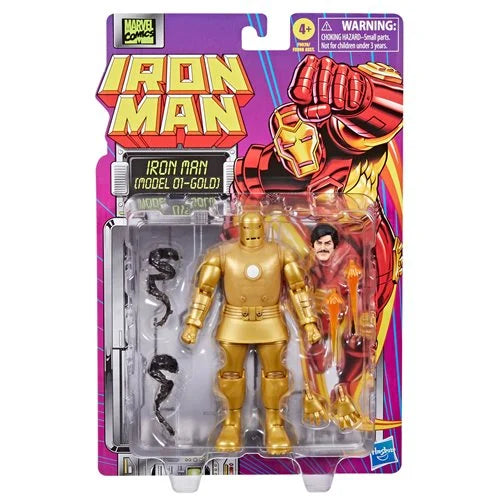 Marvel Legends - Iron Man: Iron Man (Model 01 - Gold) Retro Card 6-inch Action Figure