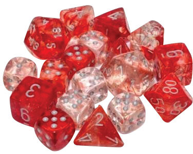 Nebula: Poly Red/silver Luminary 7-Die Set